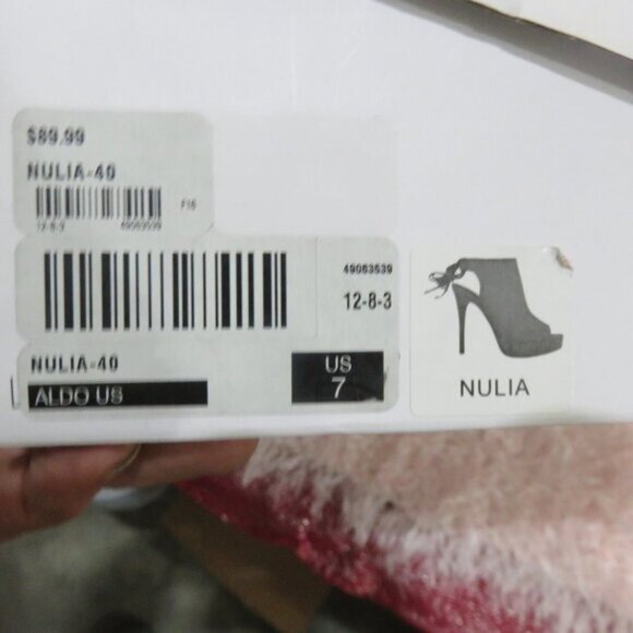 ALDO Nulia Maroon micro suede peep toe ankle boots booties heels size 7 - Picture 14 of 15